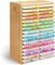 Ohuhu Bamboo Marker Organizer, Wooden Desktop Storage Hold 126/224 Markers, Markers Pens Pencils Art Brushes Stationary Organizer Pencil Holder with 18/32 Compartments for Home Classroom Office Decor